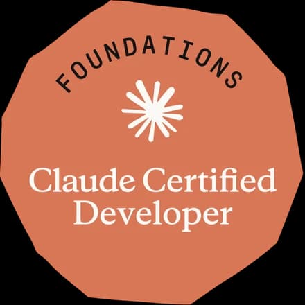 Offizielles Badge Claude Certified Developer: Foundations, ausgestellt von Anthropic